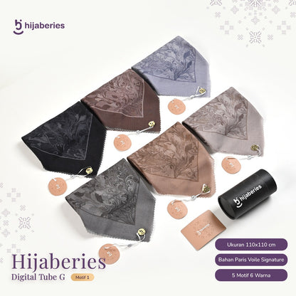Hijaberies Digital Box Tube - Hijab Motif Segiempat with Exclusive Box Tube (Kirim Random)