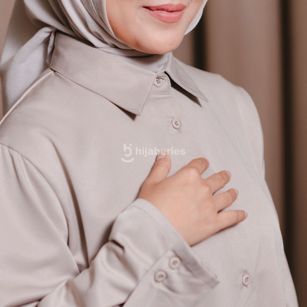 Hijaberies - Pleated Shirt (Blouse Lengan Panjang Wanita | Cocok Untuk Acara Formal/Kondangan/Raya)