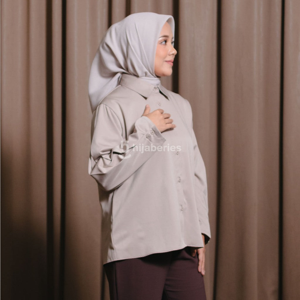Hijaberies - Pleated Shirt (Blouse Lengan Panjang Wanita | Cocok Untuk Acara Formal/Kondangan/Raya)