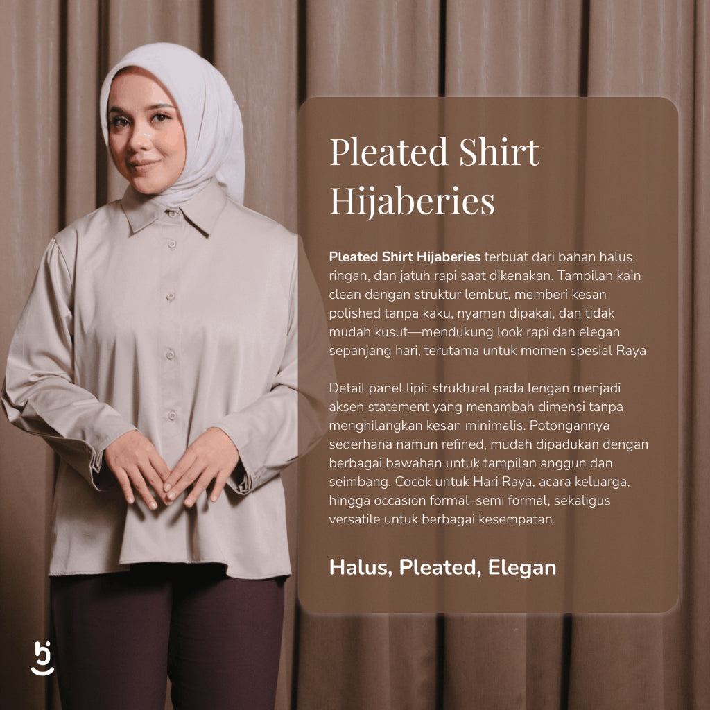Hijaberies - Pleated Shirt (Blouse Lengan Panjang Wanita | Cocok Untuk Acara Formal/Kondangan/Raya)