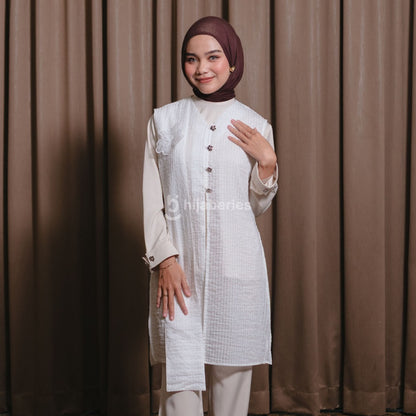 Hijaberies - Flowery Shawl Vest (Outer Flower Bahan Chenille Tencel | Cocok Untuk Acara Formal/Kondangan/Raya)