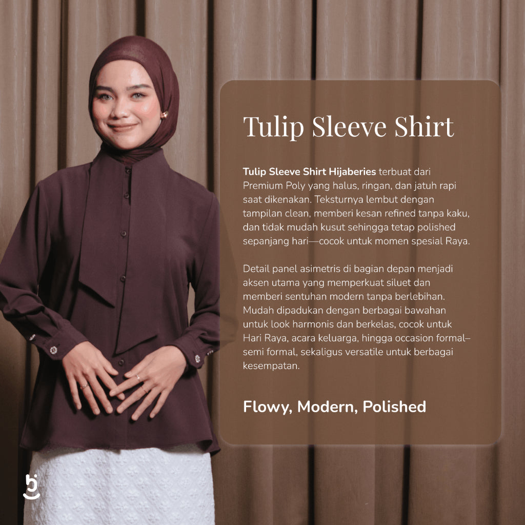 Hijaberies - Tulip Sleeve  Shirt (Blouse Wanita bahan Premium Poly | Cocok Untuk Acara Formal/Kondangan/Raya)
