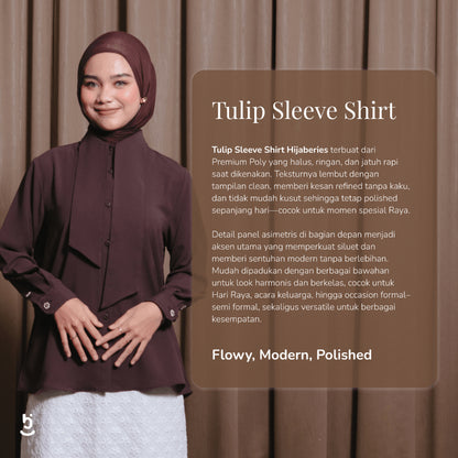 Hijaberies - Tulip Sleeve  Shirt (Blouse Wanita bahan Premium Poly | Cocok Untuk Acara Formal/Kondangan/Raya)