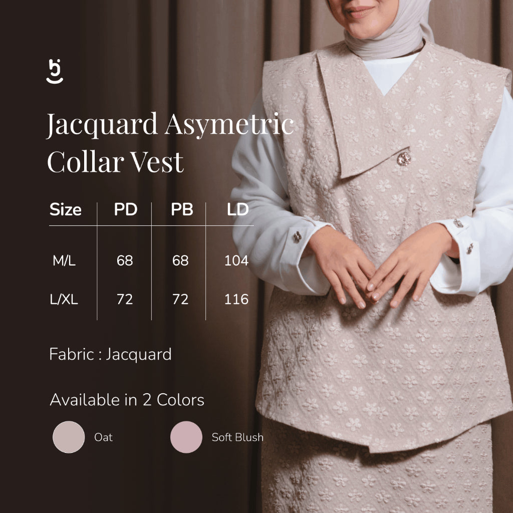 Hijaberies - Jacquard Asymetric Collar Vest (Asymetric Vest Wanita bahan Jacquard | Cocok Untuk Acara Formal/Kondangan/Raya)