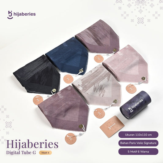 Hijaberies Digital Box Tube - Hijab Motif Segiempat with Exclusive Box Tube (Kirim Random)