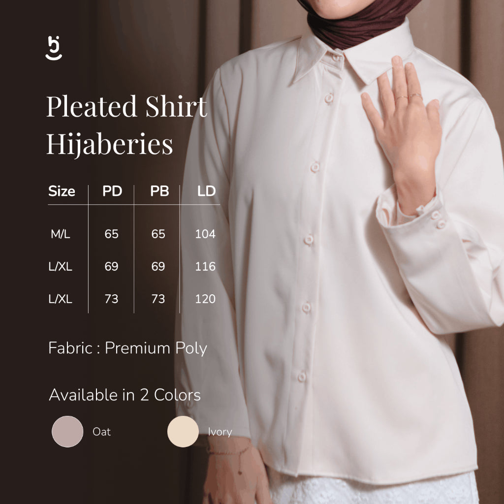 Hijaberies - Pleated Shirt (Blouse Lengan Panjang Wanita | Cocok Untuk Acara Formal/Kondangan/Raya)
