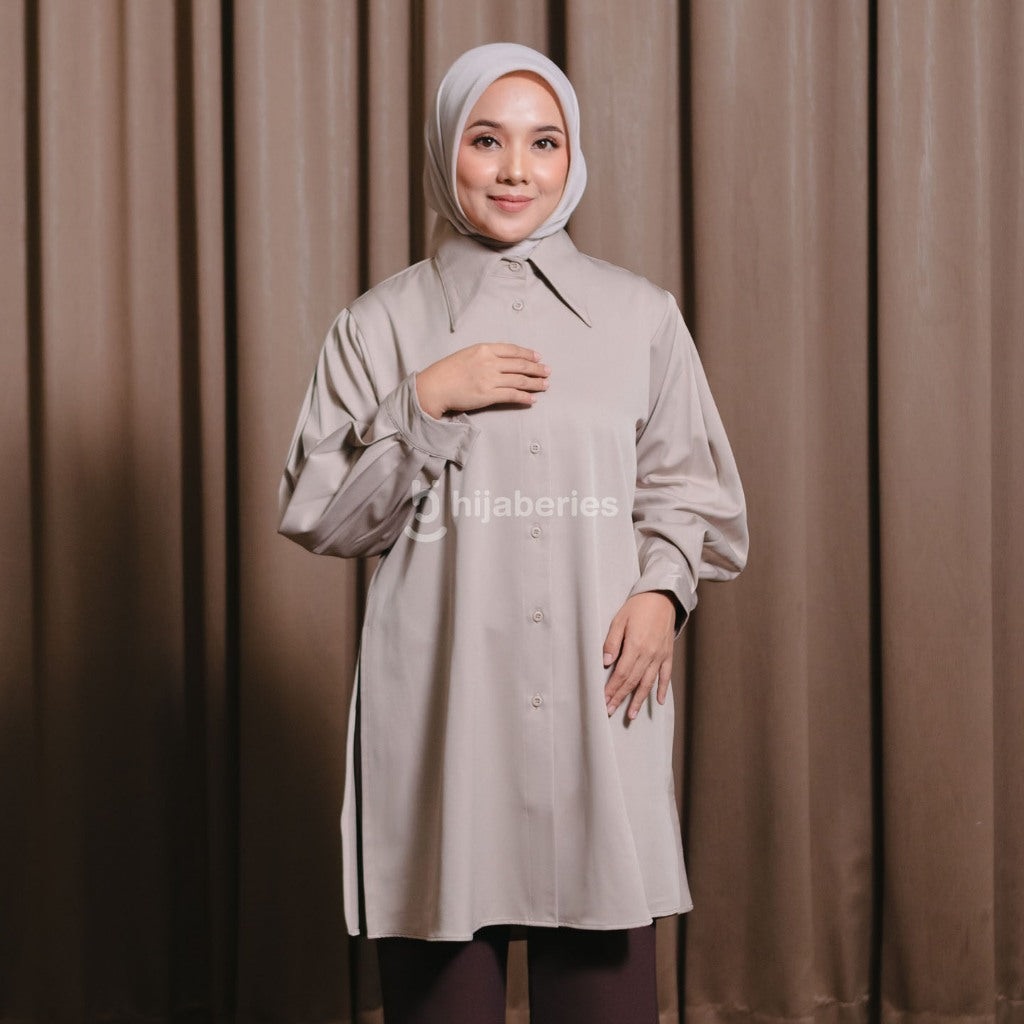 Hijaberies - Pleated Basic Tunic (Tunic Wanita Simpel dengan bahan Premium Poly | Cocok Untuk Acara Formal/Kondangan/Raya)