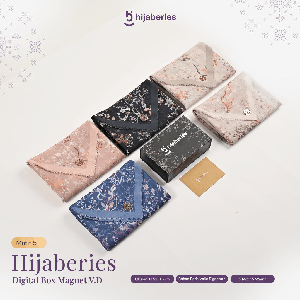 Hijaberies - Digital Box Magnet | Hijab Motif Segiempat with Exclusive Box Magnet (Kirim Random)