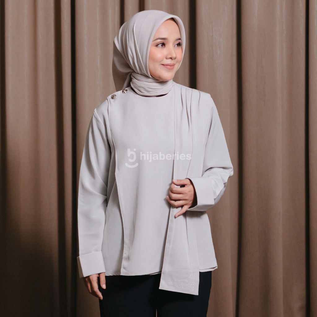 Hijaberies - Asymetric Collar Blouse (Blouse Asimetris Wanita bahan Poly Premium | Cocok Untuk Acara Formal/Kondangan/Raya)