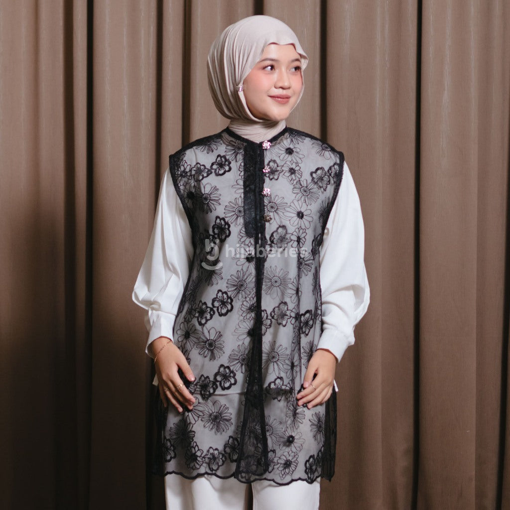 Hijaberies - Chantily Long Vest (Vest Brukat Wanita |  Cocok Untuk Acara Formal/Kondangan/Raya)
