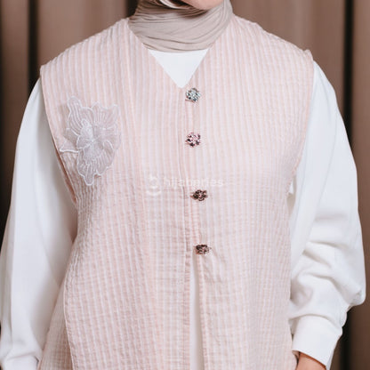 Hijaberies - Flowery Shawl Vest (Outer Flower Bahan Chenille Tencel | Cocok Untuk Acara Formal/Kondangan/Raya)