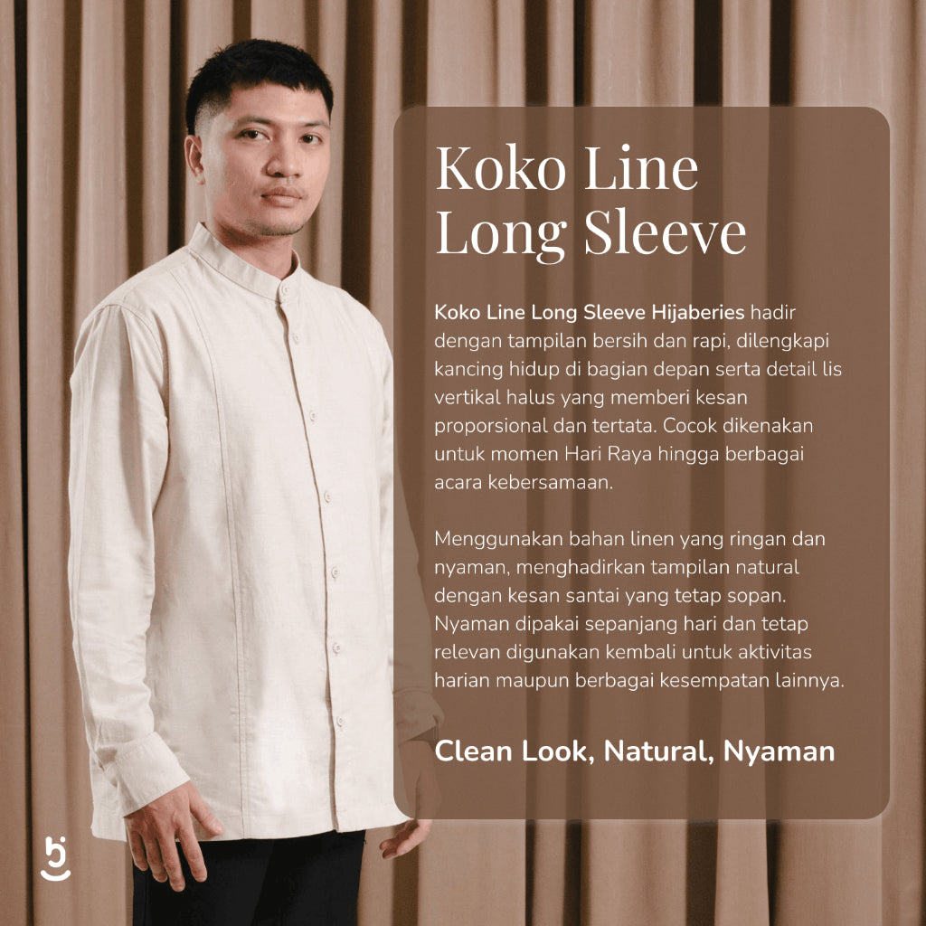 Hijaberies Raya - Koko Line Long Sleeve (Baju Koko Pria Lengan Panjang)