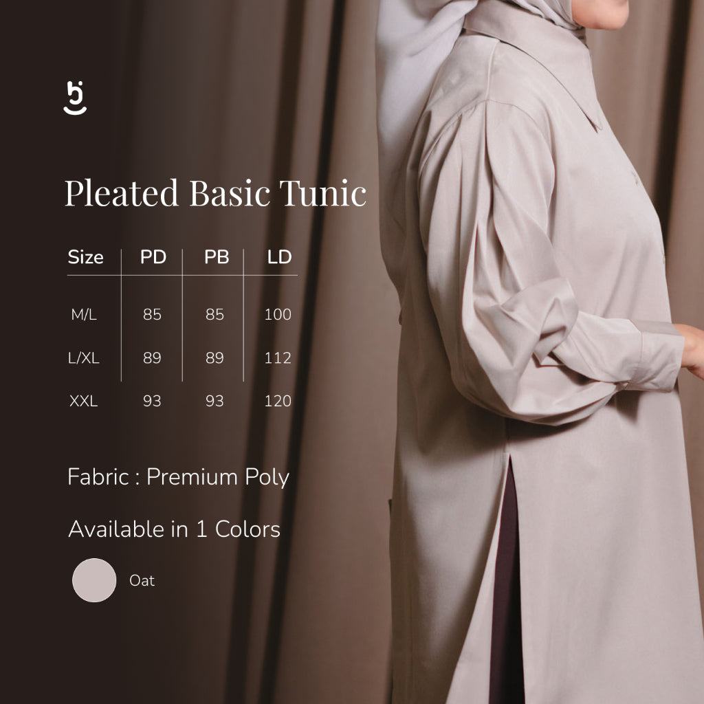 Hijaberies - Pleated Basic Tunic (Tunic Wanita Simpel dengan bahan Premium Poly | Cocok Untuk Acara Formal/Kondangan/Raya)