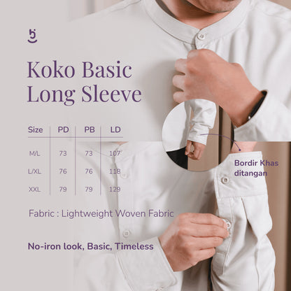 Hijaberies Raya - Koko Basic Long Sleeve (Baju Koko Basic Pria Lengan Panjang)