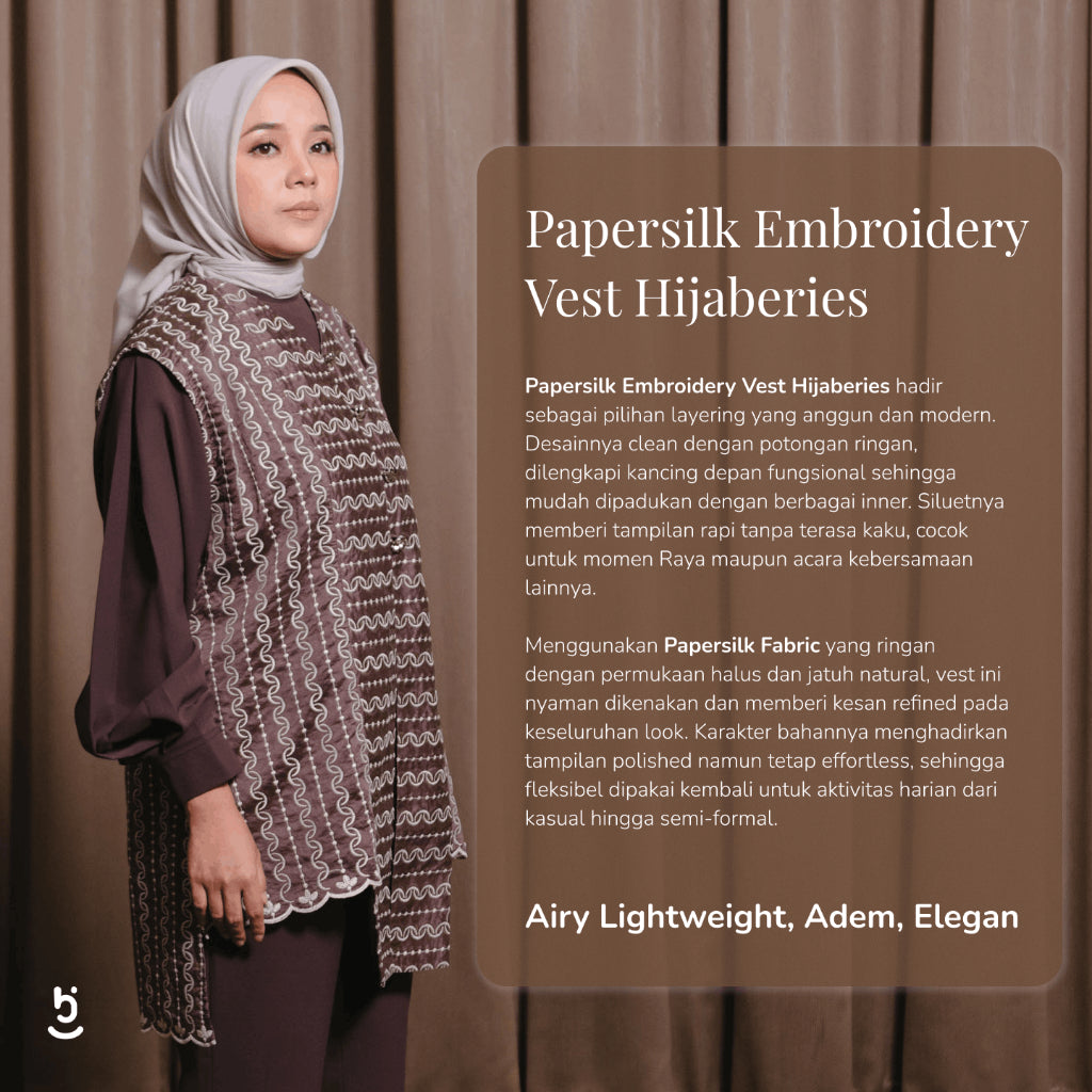 Hijaberies - Papersilk Embroidery Vest (Vest Anggun dengan Detail Bordir Mewah | Cocok Untuk Acara Formal/Kondangan/Raya)