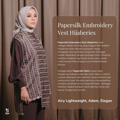 Hijaberies - Papersilk Embroidery Vest (Vest Anggun dengan Detail Bordir Mewah | Cocok Untuk Acara Formal/Kondangan/Raya)