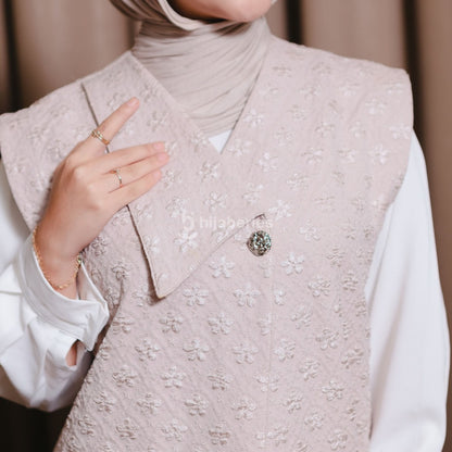 Hijaberies - Jacquard Asymetric Collar Vest (Asymetric Vest Wanita bahan Jacquard | Cocok Untuk Acara Formal/Kondangan/Raya)