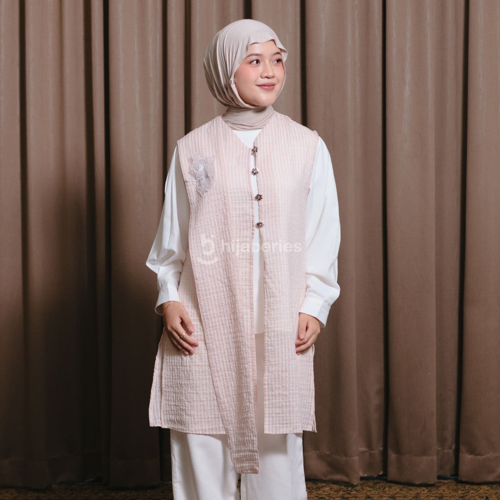 Hijaberies - Flowery Shawl Vest (Outer Flower Bahan Chenille Tencel | Cocok Untuk Acara Formal/Kondangan/Raya)
