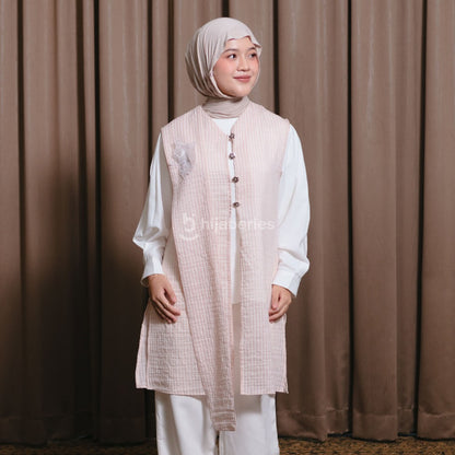 Hijaberies - Flowery Shawl Vest (Outer Flower Bahan Chenille Tencel | Cocok Untuk Acara Formal/Kondangan/Raya)