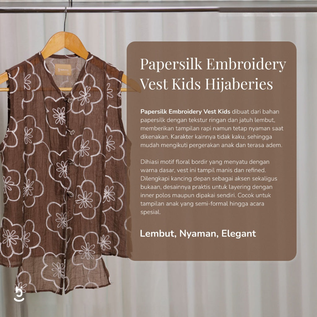 Hijaberies - Papersilk Embroidery Vest Kids (Vest Bordir Manis untuk Anak Perempuan | Cocok Untuk Acara Formal/Kondangan/Raya)