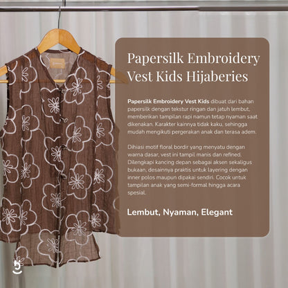 Hijaberies - Papersilk Embroidery Vest Kids (Vest Bordir Manis untuk Anak Perempuan | Cocok Untuk Acara Formal/Kondangan/Raya)