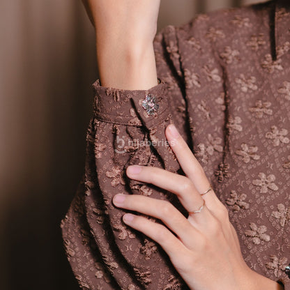 Hijaberies - Shirt Jacquard Puff Sleeve (Kemeja Wanita dengan Pattern Jacquard | Cocok Untuk Acara Formal/Kondangan/Raya)