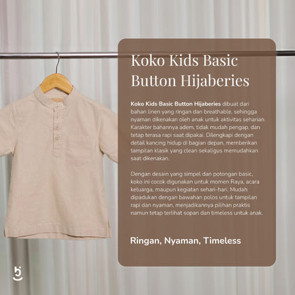 Hijaberies Raya - Koko Kids Basic Button | Baju Koko Anak Laki Laki dengan Aksen Kancing Minimalis