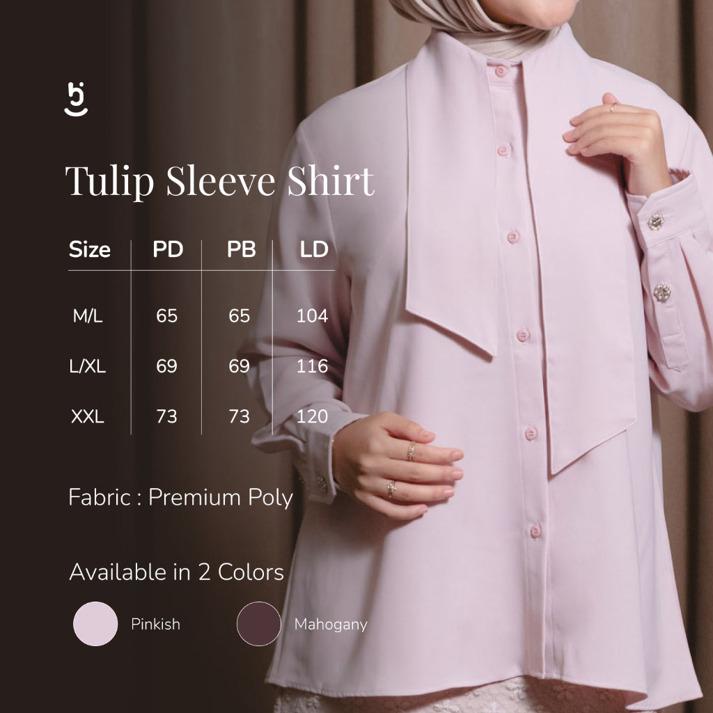 Hijaberies - Tulip Sleeve  Shirt (Blouse Wanita bahan Premium Poly | Cocok Untuk Acara Formal/Kondangan/Raya)