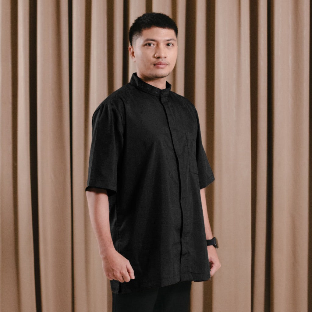 Hijaberies Raya - Koko Embroidery Collar (Baju Koko Lengan Pendek Laki - Laki)