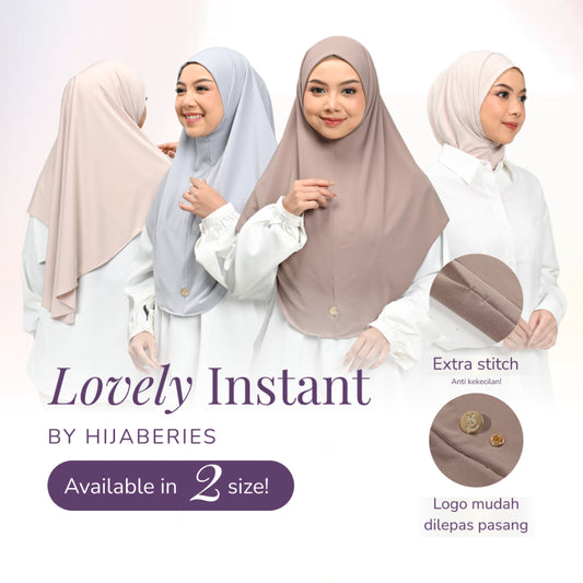 Hijaberies - Lovely Bergo Instan (Bahan Lycra Jersey Non Pad | Include Logo Pin Brooch)