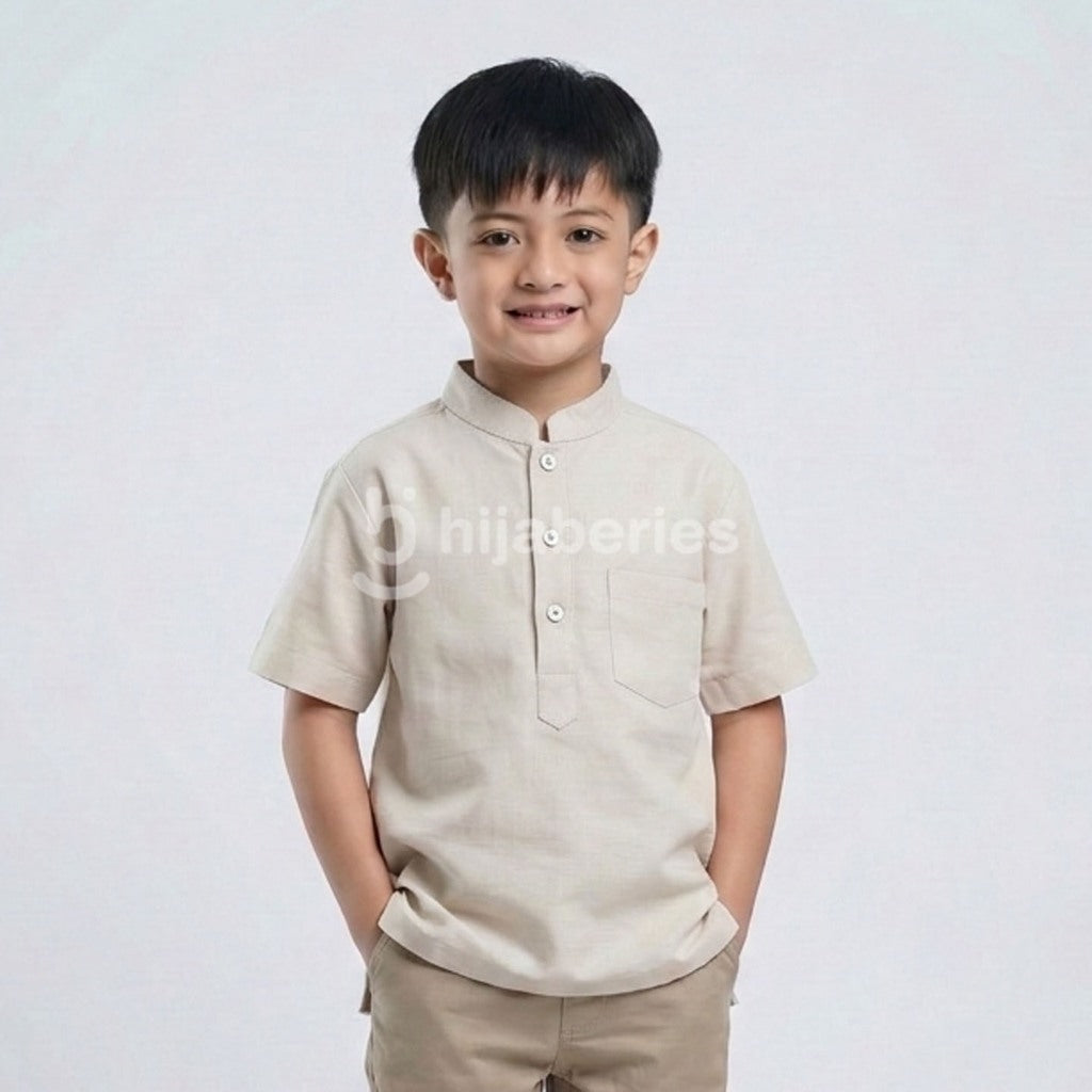 Hijaberies Raya - Koko Kids Basic Button | Baju Koko Anak Laki Laki dengan Aksen Kancing Minimalis