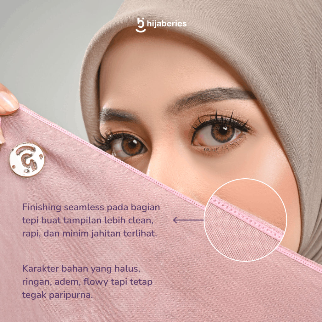 Hijaberies - Paris Sienna Seamles (Hijab Segiempat bahan Paris Japan dengan Finishing Seamless)