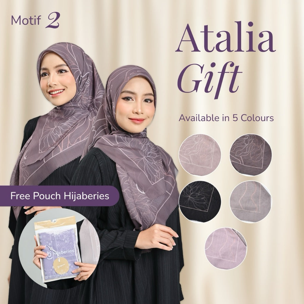 Hijaberies - Atalia Gift | Hijab Segiempat Motif Digital Printing Ukuran 110x110 cm