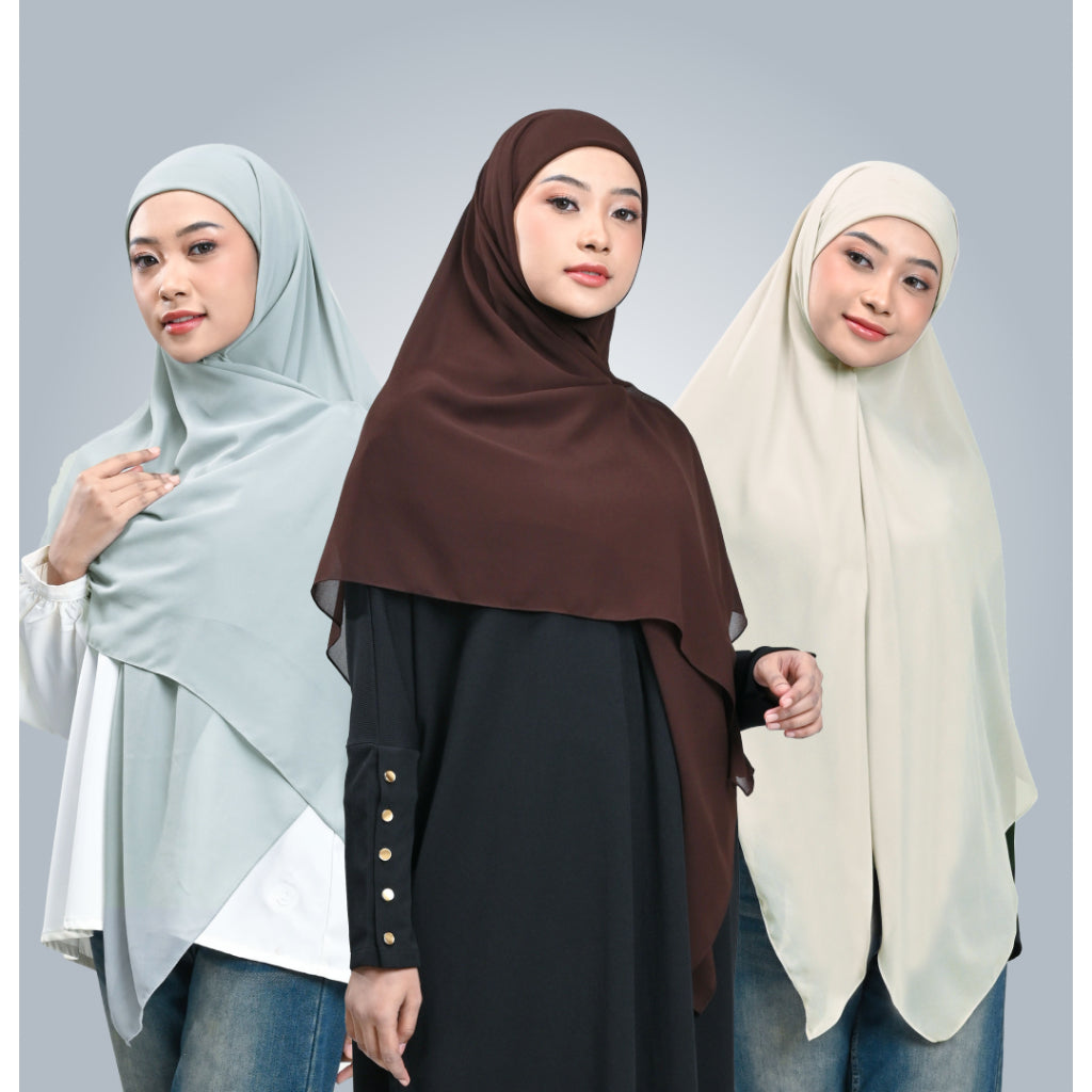 Hijaberies - Khiban Instan (Hijab Bandana Instan 2 Layer Bahan Ceruty Babydoll | Hijab Syar'i)