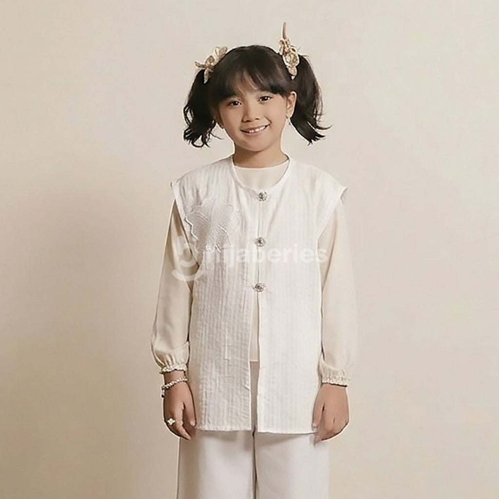 Hijaberies - Flowery Shawl Vest (Outer Flower Bahan Chenille Tencel | Cocok Untuk Acara Formal/Kondangan/Raya)