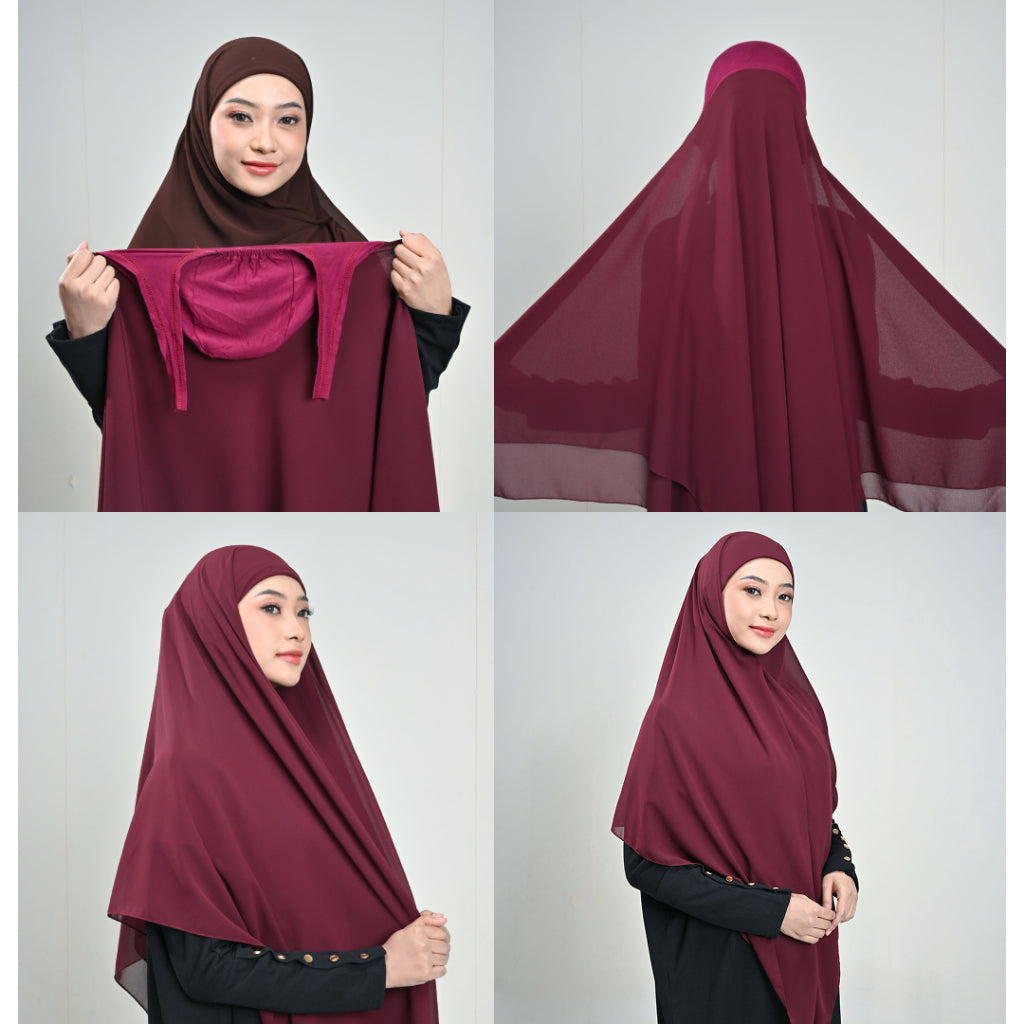 Hijaberies - Khiban Instan (Hijab Bandana Instan 2 Layer Bahan Ceruty Babydoll | Hijab Syar'i)