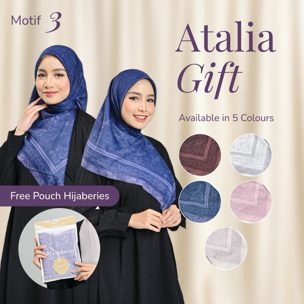 Hijaberies - Atalia Gift | Hijab Segiempat Motif Digital Printing Ukuran 110x110 cm