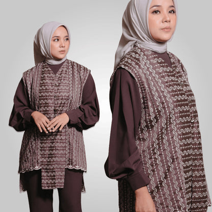 Hijaberies - Papersilk Embroidery Vest (Vest Anggun dengan Detail Bordir Mewah | Cocok Untuk Acara Formal/Kondangan/Raya)