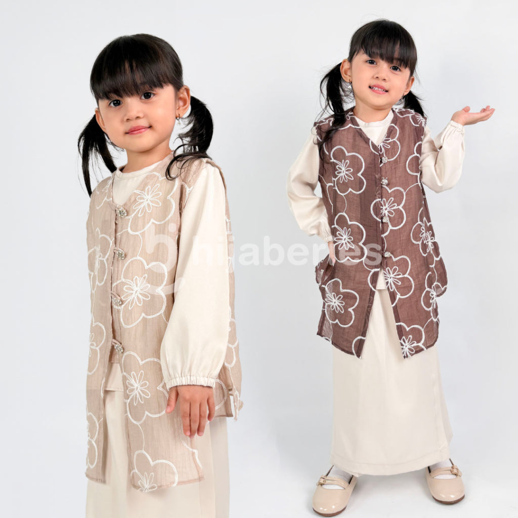 Hijaberies - Papersilk Embroidery Vest Kids (Vest Bordir Manis untuk Anak Perempuan | Cocok Untuk Acara Formal/Kondangan/Raya)
