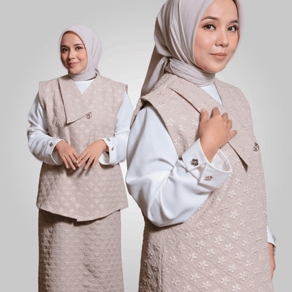Hijaberies - Jacquard Asymetric Collar Vest (Asymetric Vest Wanita bahan Jacquard | Cocok Untuk Acara Formal/Kondangan/Raya)