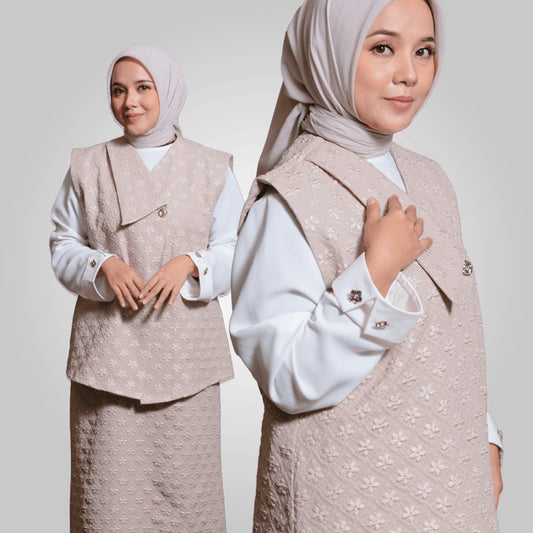 Hijaberies - Jacquard Asymetric Collar Vest (Asymetric Vest Wanita bahan Jacquard | Cocok Untuk Acara Formal/Kondangan/Raya)