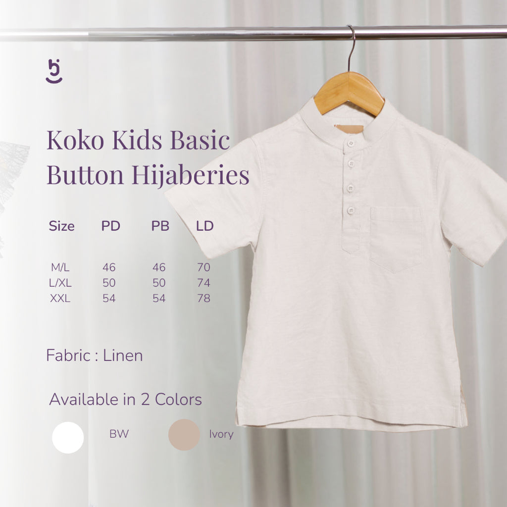 Hijaberies Raya - Koko Kids Basic Button | Baju Koko Anak Laki Laki dengan Aksen Kancing Minimalis