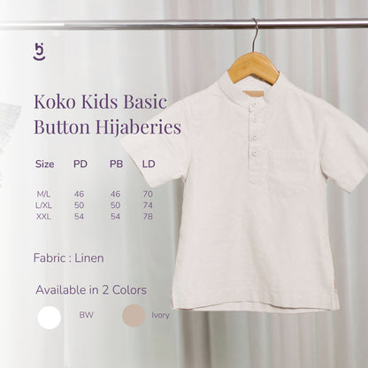 Hijaberies Raya - Koko Kids Basic Button | Baju Koko Anak Laki Laki dengan Aksen Kancing Minimalis