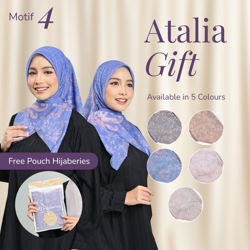 Hijaberies - Atalia Gift | Hijab Segiempat Motif Digital Printing Ukuran 110x110 cm