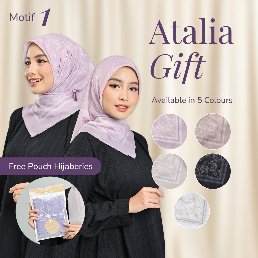 Hijaberies - Atalia Gift | Hijab Segiempat Motif Digital Printing Ukuran 110x110 cm