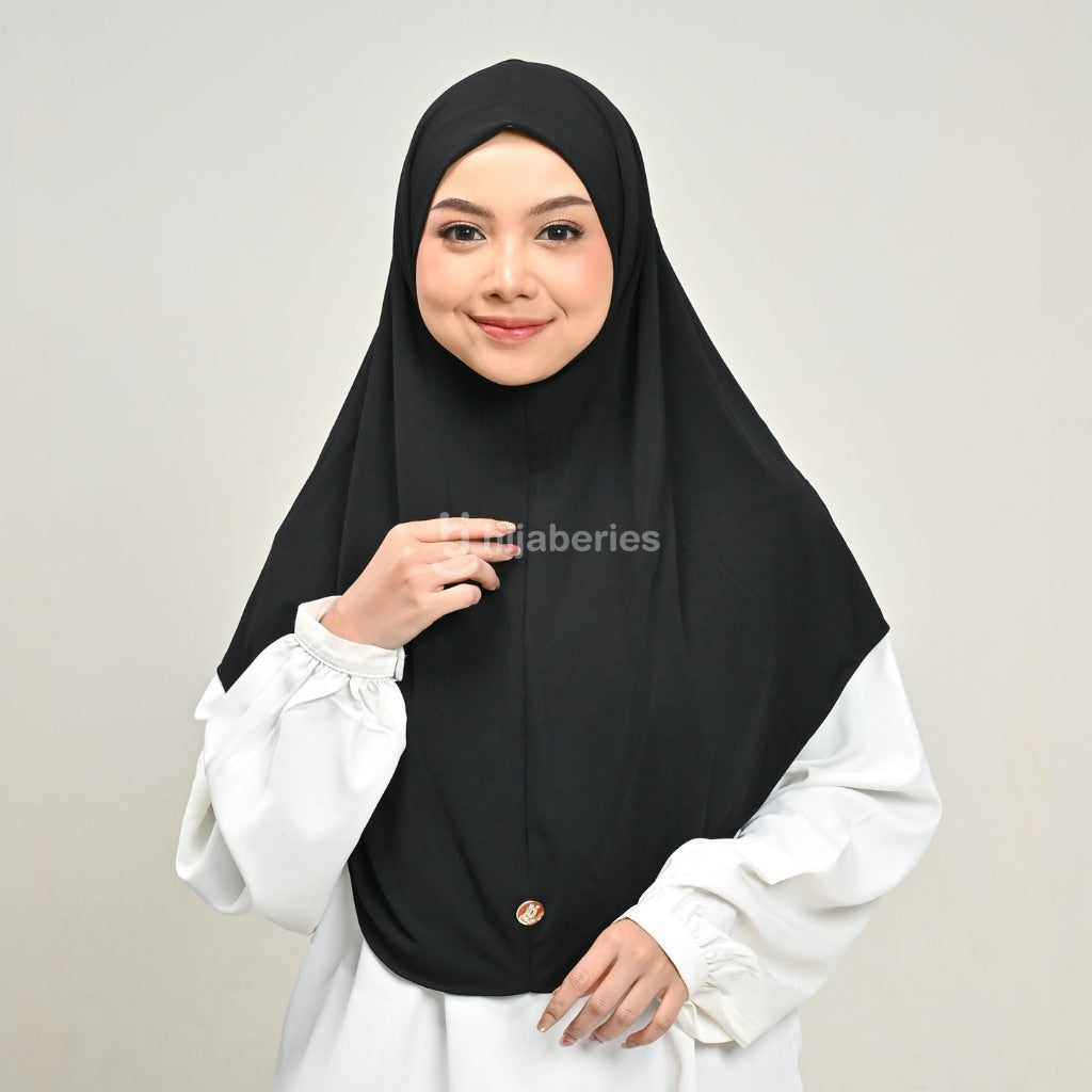 Hijaberies - Lovely Bergo Instan (Bahan Lycra Jersey Non Pad | Include Logo Pin Brooch)