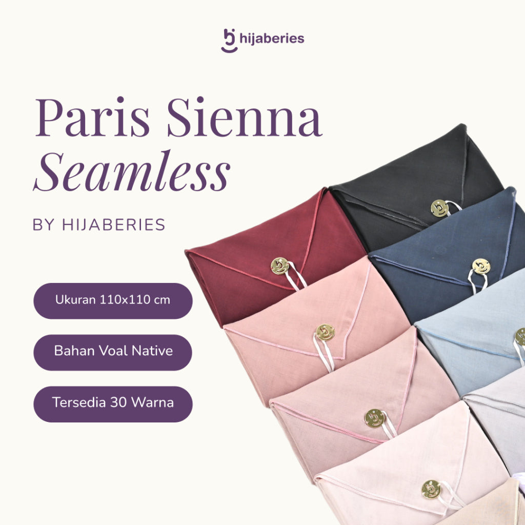 Hijaberies - Paris Sienna Seamles (Hijab Segiempat bahan Paris Japan dengan Finishing Seamless)