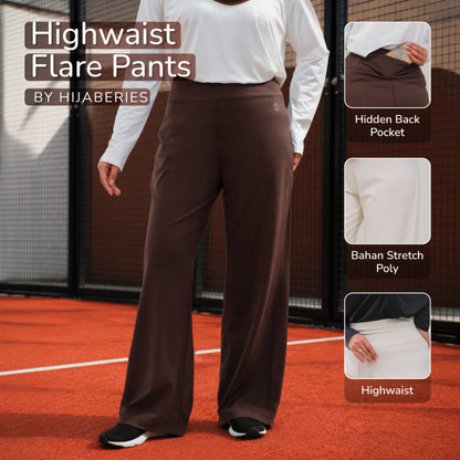 Hijaberies Motion Series - Highwaist Flare Pants (Celana Sport Highwaist Model Flare yang Stylist)