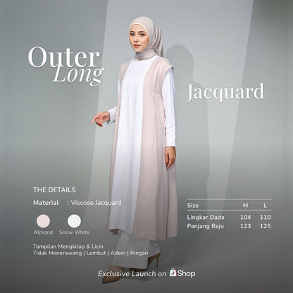 Hijaberies - Outer Long Jacquard (Cardigan Wanita Bahan Viscose Jacquard)
