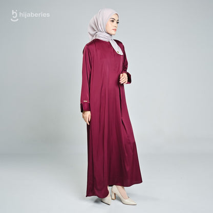 Hijaberies - Basic Dress Silk (Dress Panjang Wanita Bahan Armani Satin Silk)